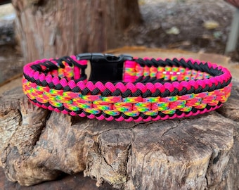 Collare largo per cani in paracord: scegli lunghezza, colori e chiusura, fatto a mano