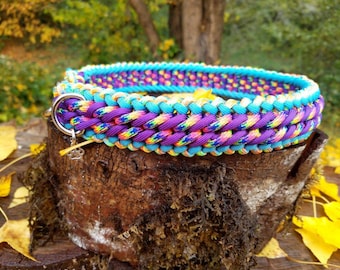 Collare largo per cani in paracord: colori personalizzati, dimensioni, opzioni di chiusura fatte a mano