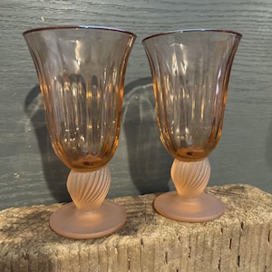 Copas Fostoria Captiva Vintage (2) con tallo color rosa melocotón