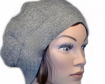 Hat wool grey beanie winter felt walk warm women's hat, 100% wool hat