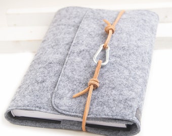 Calendar/notebook cover A5 leather felt grey