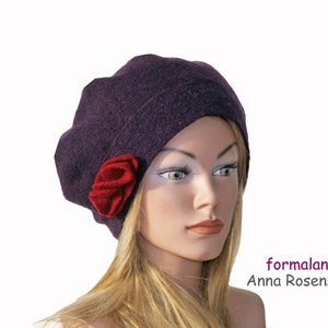 Bonnet Cap violet Beanie Fleur bordeaux image 2