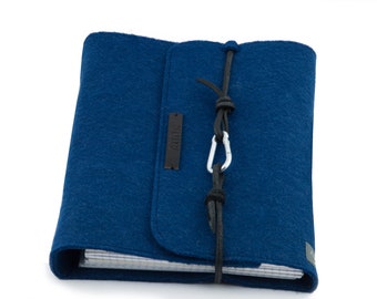 Ring Binder PERSONALIZED blue felt A5 leather gift planner calendar Filofax
