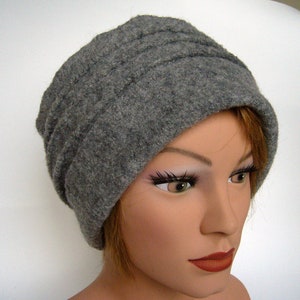 Hat cap wool felt gray with seams warm image 2