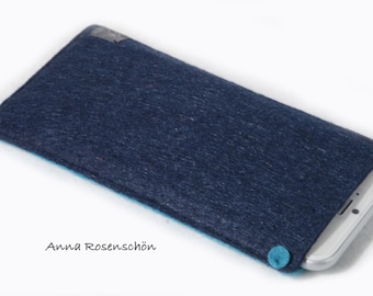 iPhone 6 Tasche Filz  Handytasche Hülle f. iPhone  Samsung blau türkis schlicht im Design maßgefertigt