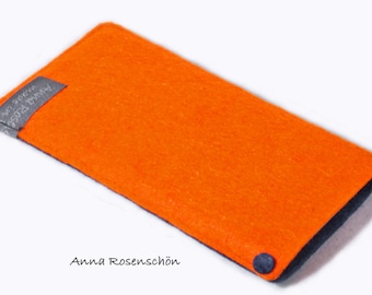 voor iPhone hoesje mobiele telefoon hoesje vilt iPhone marineblauw en oranje