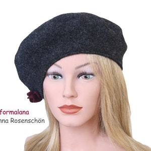 Beret Dark Gray Flower Basque Cap image 3