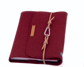 Calendar Cover Red Felt A5 Notebook Cover PERSONALIZED Leather, Embossed Name Gift Book School Anna Rosenschön