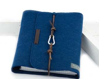 Ring binder ring binder PERSONALIZED blue felt A5 leather gift planner calendar Filofax