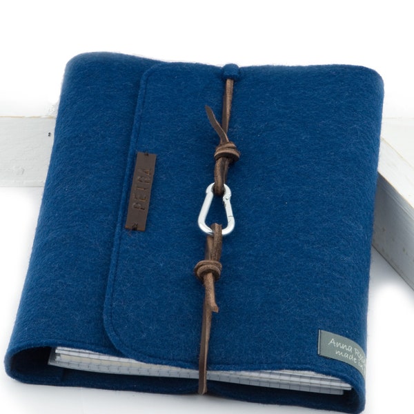 Ring Binder Ring Binder PERSONALIZED Blue Felt A5 Leather Gift Scheduler Calendrier Filofax