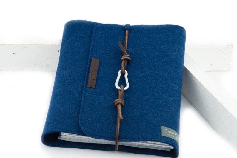 Classeur à anneaux A5 classeur à anneaux PERSONNALISÉ cuir feutre bleu cadeau planificateur de rendez-vous calendrier Filofax image 3