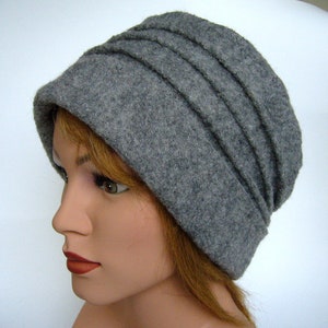 Hat cap wool felt gray with seams warm image 1