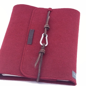 Pasta de argolas vermelha A5 pasta de argolas PERSONALIZADA de couro de feltro para presente agenda planejador Filofax
