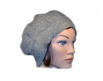 Mütze Wolle grau Beanie Winter Filz Walk warm Damen