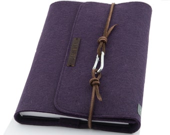 personalized purple violet calendar cover A5 felt notebook cover with embossed name with leather strap carabiner diary gift letters