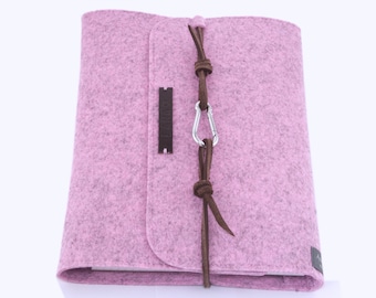 Carpeta de anillas A5 carpeta de anillas PERSONALIZADA lila rosa sin cáscara fieltro cuero regalo planificador de citas calendario Filofax formación escolar sostenible