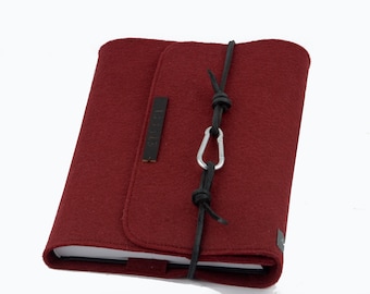 Calendar Sleeve Notebook Red Felt A5 Sleeve PERSONALISED Leather, Embossed Name Gift Book School Anna Rosenschön