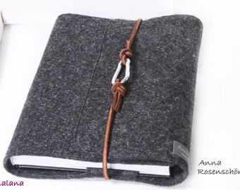 Calendar cover A5 felt grey leather vintage notebook