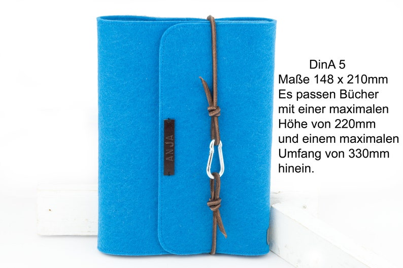 Buch- Notizbuch- Kalender-Hülle A5 * Filz bestickt mit * CHAOS * Farbauswahl
