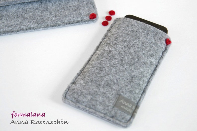 Coque de téléphone feutre pour iPhone Samsung Grey Design image 2