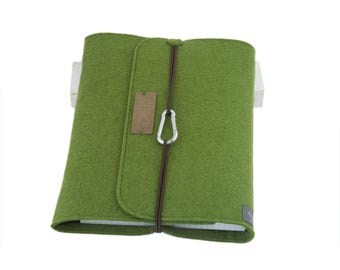 Vegan A5 ring binder, personalized, green felt, gift, planner, calendar, guest folder, hotel folder, wedding folder