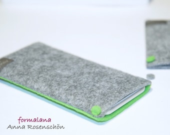 grau grün Hülle Handy Filz Punkt für HTC LG andere