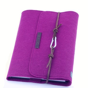 Calendrier personnalisé manche carnet violet cyclam A5 cuir feutre nom cadeau image 1