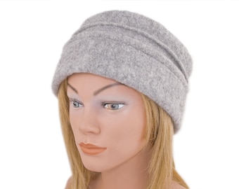 Hat cap wool felt grey with seams warm
