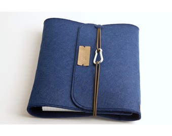 Vegan blue ring binder, A5, personalized, sustainable felt, gift, planner, calendar, guest folder, hotel folder, wedding folder