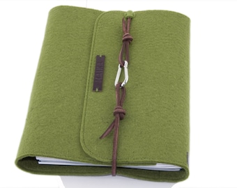 Ring Binder A5 Ring Binder PERSONALIZED green felt leather gift school training study man woman document folder