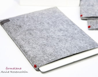 iPad hoesje vilt grijze tas rode stip hoes Kindle tablet ontwerp minimalistisch cadeau