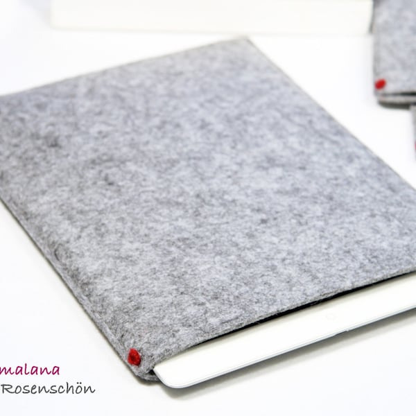 iPad Hülle Filz grau Tasche rot Punkt Hülle Kindle Tablet Design minimalistisch Geschenk