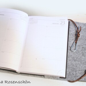 Calendar sleeve leather carabiner felt personalized image 4