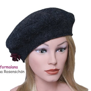 Berets dark grey flower beret cap image 1