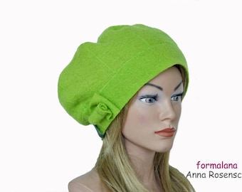 Beanie hat bright green Wool beanie hat