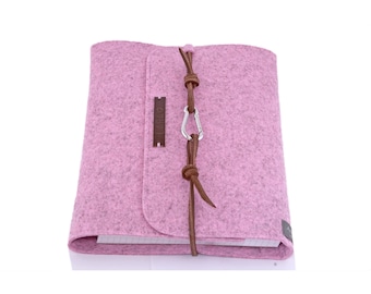 Personalized A5 ring binder, pink, lilac, shelled felt, leather, gift, planner, calendar, school, education