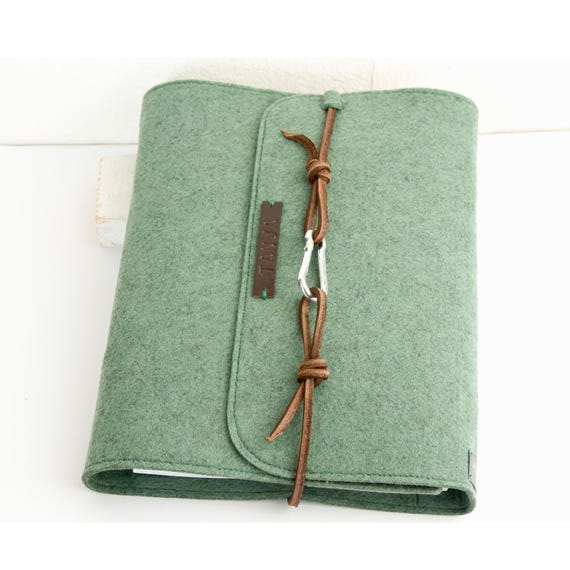 grün eukalyptus Ringordner A5 Ringbuch PERSONALISIERT Filz Geschenk Terminplaner Kalender Gästemappe Hotelmappe Hochzeitsmappe