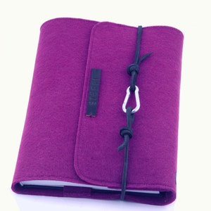 Calendrier personnalisé manche carnet violet cyclam A5 cuir feutre nom cadeau image 2