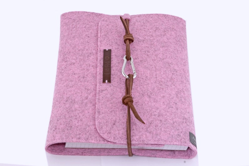 Classeur à anneaux A5 classeur à anneaux PERSONNALISÉ rose lilas décortiqué feutre cuir cadeau planificateur de rendez-vous calendrier Filofax formation scolaire durable image 4