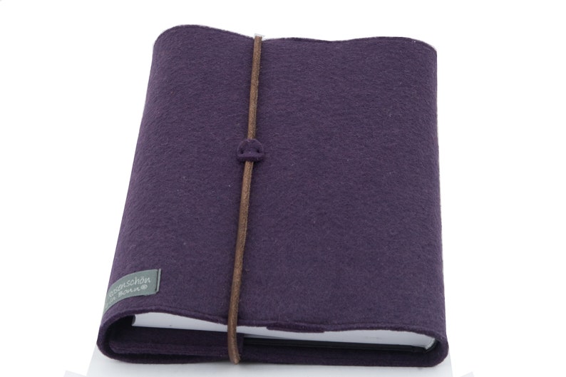 couverture de calendrier violet violet personnalisée couverture de carnet de feutre A5 avec nom en relief avec bracelet en cuir mousqueton journal lettres cadeaux image 5