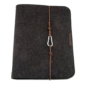 Sobre de fieltro con carpeta de cartón A4 PERSONALIZADO gris oscuro fieltro cuero regalo escuela formación estudio carpeta para documentos gris antracita