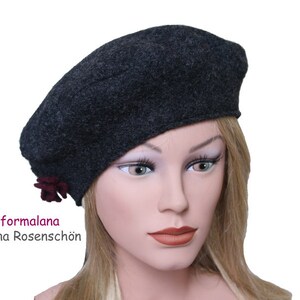 Berets dark grey flower beret cap image 3