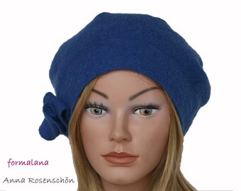 Beanie royal blue hat flower warm