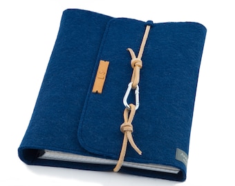 Ring binder A5 ring binder PERSONALIZED blue felt leather gift planner calendar Filofax