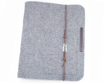 Oversized A4 ring binder, personalized, grey felt leather, clear plastic cover, gift, guest folder, wedding guest book, document folder, hotel