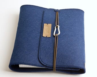 vegan ring binder blue A5 ring binder PERSONALIZED sustainable felt gift planner calendar Filofax guest folder hotel folder wedding folder
