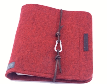 Ring binder red A5 Ring binder CUSTOMIZABLE Felt Leather Gift