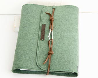 green eucalyptus ring binder A5 ring binder PERSONALIZED felt gift planner calendar Filofax guest folder hotel folder wedding folder