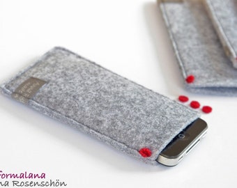 Felt mobile phone case for iPhone Samsung gray design