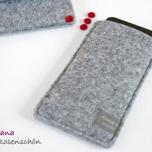 Handyhülle rot Punkt grau Filz für LG HTC Design Bild 1